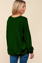 Festive Sequin Nutcracker Patch Hacci Knit Top - Soft & Stretchy Holiday Apparel